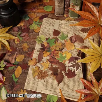 40 Ks Jesenné Lístie Nepremokavé Samolepky Pre Umenie Denníka Plánovači Scrapbooking DIY Remesiel Dekorácie