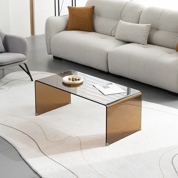 Hnedé čistého skla tvorivé jednoduché moderné obdĺžnikový stôl Internet celebrity umenie svetlo luxusné malé obývacej izbe, konferenčný stolík