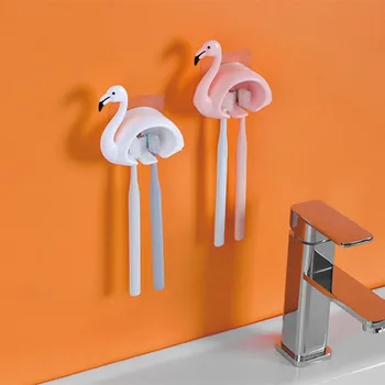 Flamingo na Stenu Mydlo Box Kefka Rack Punch-free Multifunkčné Toaletné Mydlo Držiteľ Kúpeľňa Skladovacie Police Príslušenstvo
