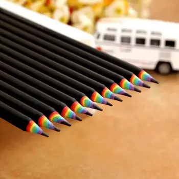 5 ks 2B Náplň Školy Ceruzky Eco-friendly Rainbow Papier, Ceruzky Väčšinu Farebné Najlepší Darček Drevené Ceruzky Prvý Deň v Škole