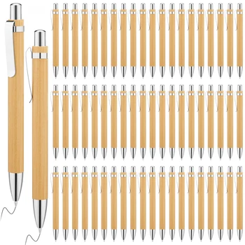 20Pcs Bamboo Pen Bambusové Drevené Guľôčkové Pero 1.0 mm Tip Office Školy Wrting Papiernictvo Business Podpis Guľôčkové Perá