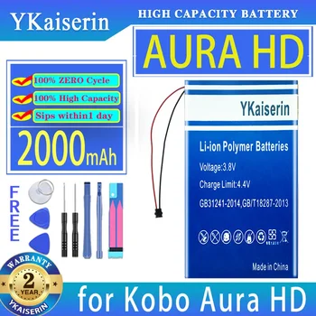 YKaiserin 1400mAh/2000mAh Náhradné Batérie pre Kobo Aura HD Jeden N204-KBO-B n905B GPS, mp3, mp4 reproduktor E-Book Smart hodinky