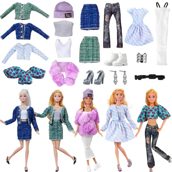 25 Štýl Barbies Doll Oblečenie A Doplnky, Klobúky, Náušnice, Náhrdelník Denné Oblečenie Plyšové Kabát, Bundu Šaty, Svetre Nohavice Dievča, Darček
