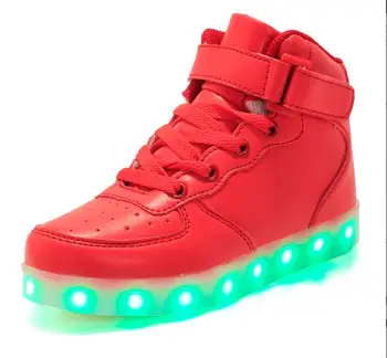Móda Dieťa USB mäkké kožené DE nakladanie obuvi Bežné Chlapec Dievča svetlo non-sklzu spodnej deti topánky chaussure enfant LED Obuv
