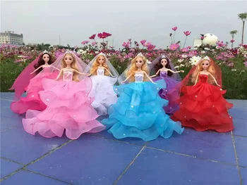 Móda Šifón 4-Vrstvový Svadobné Šaty pre Barbie Doll Oblečenie Príslušenstvo Princezná Šaty Party Šaty Vestidoes 1/6 BJD Deti Hračky
