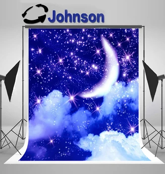JOHNSON Nočnej Oblohe, Hviezda polmesiacom Mraky pozadí Vysokej kvality Počítač tlač novorodenca photo studio pozadí