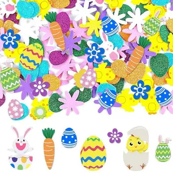 Easy Peel Stick Veľkonočné Nálepky Jar Party Dekorácie Nastaviť Veľkonočné Nálepky samolepiace Penové Nálepky Happy Easter Egg pre Domáce