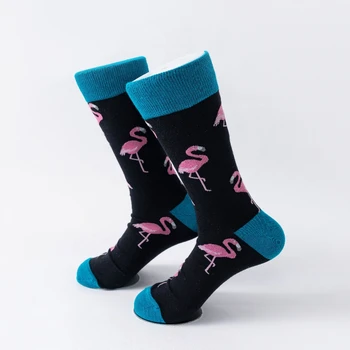 MYORED 1 pár čierna ružová víla žeriav karikatúra roztomilý vzor pánskej módy mid-trubice ponožky, bavlnené ponožky