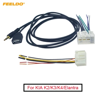 FEELDO Auto Stereo Rádio Elektroinštalácie Postroj Adaptér s AUX(3,5 mm)/USB Konektor Konektor Pre KIA K2/K3/K4/Elantra/Mistra/Tucson