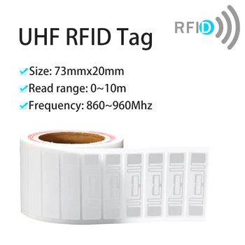10M Čítať Rozsah UHF Tag 73*20 mm Pasívne RFID samolepiace Etikety UHF RFID Tagy pre Riadenie Zásob