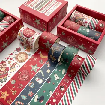 6pcs Vianočné Pásky Santa Claus, Soby Pruhy Kawaii Maskovacie Pásky, Nálepky na kancelárske potreby Scrapbooking Školské potreby