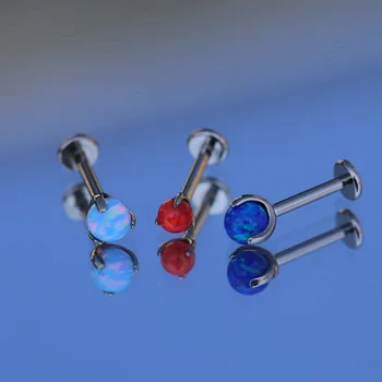 16G Titán Labret Stud 3 Kolík Nastaviť Opal Loptu Telo Šperky pre Lip Jazyk Helix Lalôčikom Chrupavky Conch Piercings