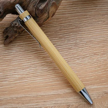 50Pcs Bambusové drevené guľôčkové pero Podpis guľôčkové pero 1.0 mm nib Business Office Školy Grafické efekty