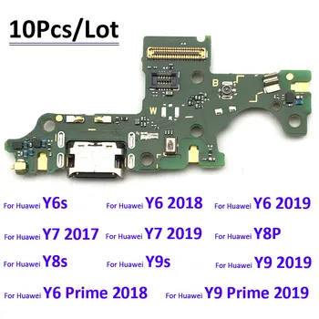 10Pcs USB Nabíjací Port Dock Konektor pre Nabíjačku Rada Flex Kábel Pre Huawei Y6 Y7 Y9 Rozkvet 2017 2018 2019 Y6s Y6P Y7P Y8P Y8s Y9s