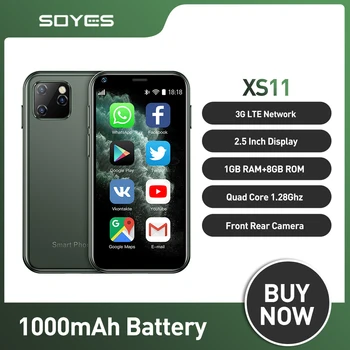 SOYES XS11 Mini Android 6.0 Telefóny Slim Roztomilý Smartphony s Quad Core 1GB+8GB HD 2.0 MP Fotoaparát, Dual SIM Malé Vrecko na Mobilný Telefón