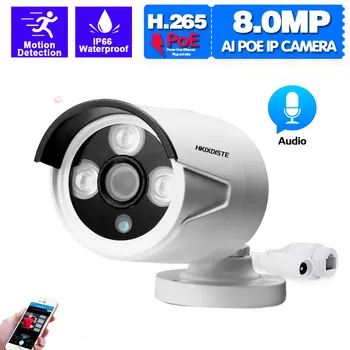8MP 4K HD CCTV Exteriér IP kamerového Systému na Vonkajšie Nepremokavé Nočné Videnie POE Bullet Bezpečnostná Kamera Video Dohľad Cam H. 265