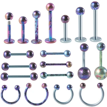 1Pcs G23 Titán Rainbow Pery Nose Krúžok Jazyk Krúžky Pupok Brucho Tlačidlo Ucho Chrupavky Helix Piercing Pupka Piercing Šperkov