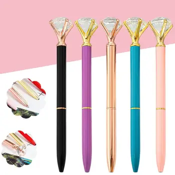 5 ks Diamond Crystal Guľôčkové Pero Odolné Bling Multicolor guličkové Pero, Papiernictvo Dodávky Luxusné Písanie Perom Deti