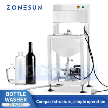 ZONESUN Semi Automatic Dvojité Hlavu Fľašu Umývanie, Čistenie Stroj Plastové Sklenená Fľaša Sklo Jar Oplachovanie Zariadenia ZS-WB2S