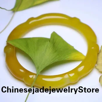 100% Prírodný žltý chalcedony náramok Žien Ručne Vyrezávané Emerald Bangles Lady jade náramok s