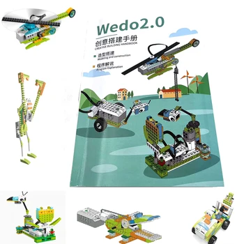 Moc Wedo 2.0 3.0 Vzdelávania High-Tech Robotiky Stavebné Bloky Súčastí anglická Kniha Pre Deti, 54300 DIY Pary Poškriabaniu Tehla Hračka
