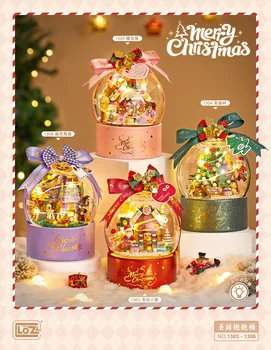 Nový štýl Vianočné Kabíne Stavebné kamene, Dekorácie kus Santa Claus stavebné bloky darček Vďakyvzdania darček