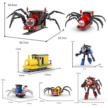 MOC Tvorivé Choo-Chooed Charles Stavebné Bloky Hrôzy Hra Spider Vlak Zvieracích Postáv Monster Tehly Hračky Pre Deti, Darčeky