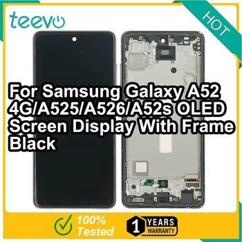 Teevo LCD Samsung Galaxy A52 4G/A525/A526/A52s OLED Displej a Dotyková Obrazovka Digitalizátorom. S Rámom Podporu Odtlačkov prstov