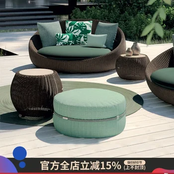 Prispôsobený vonkająí ratanový sofa tvorivé dvore je terasa, záhradné ratanové kreslo čaj stôl zmes vonkajšie voľný čas slnko protecti