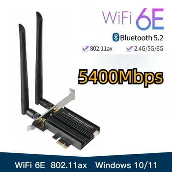 Wifi 6 E Adaptér 5400Mbps Bezdrôtovej Sieťovej Karty Bluetooth 5.2 PCI Express Wi-fi 2.4 G/5G/6GHz Pre Windows 10/11 Desktop PC
