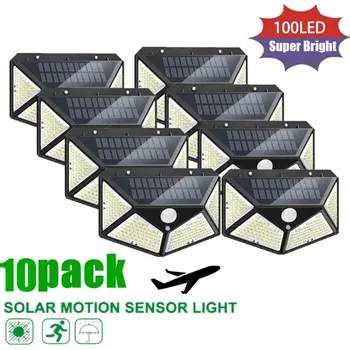 100 LED Solárne Nástenné Osvetlenie Nepremokavé Vonkajšie Solárne Lampy PIR Snímač Solárny Slnečnému žiareniu Street Light pre Záhradné Svetlo