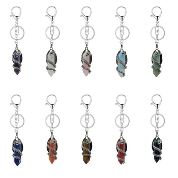 Šesťhranné Prism Crystal Dragon Keychain pre Ženy, Mužov, Liečenie Čakier Drahokam Bod Energie Amulet Prívesok Keyring Šperky