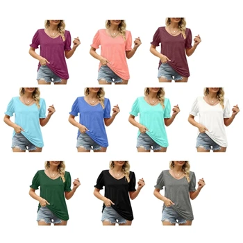T-Shirt pre Ženy Sexy Dievča tvaru Lístkového Sleeve T-shirt Priedušná Ženské Oblečenie