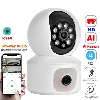 4MP WiFi PTZ Kamery Duálny Objektív, Automatické Sledovanie CCTV Kamera Farebná Nočné Videnie Ľudských Zistiť Zabezpečenia Ochrany