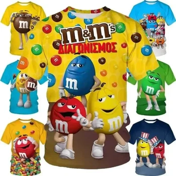 Vtipné M&M ' s Chocolate Bean Tričko Fashion 3D Tlač Muž Príležitostné O Neck T-Shirt Decko Krátky Rukáv Topy Tričko, Unisex Oblečenie pre Mužov