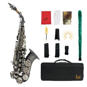 SLADE Soprán Saxofón Mosadz poniklovaná Black Bb Tón Saxofón Woodwind Nástroj So Prípade Sax Časti, súčasti a Príslušenstvo