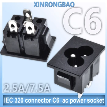 5 ks IEC 320 konektor C6 Vložené napájací male zásuvka 250V 2.5A7A zváranie terminálu micky mouse zásuvky 3pin black Power Adaptér