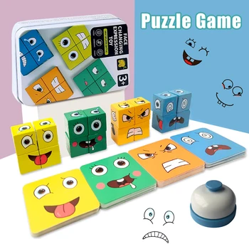 Deti Tvár Zmeniť Cube Game Montessori Výraz Puzzle Stavebné Bloky, Hračky Skoré Vzdelávanie Vzdelávacie Zápas Hračka pre Deti,