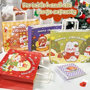 Veselé Vianoce Papierové Darčekové Tašky Candy Cookie Balenie Kabelky Vianočný Večierok Dodávky Karikatúra Roztomilý Veľkú Kapacitu Tote Tašky