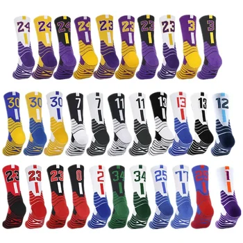 Profesionálny Basketbal Ponožky Číslo Športové Ponožky Kolená Vysoké Pribrala Uterák Spodnej Cyklistické Beží Dieťa Dospelých Ponožky