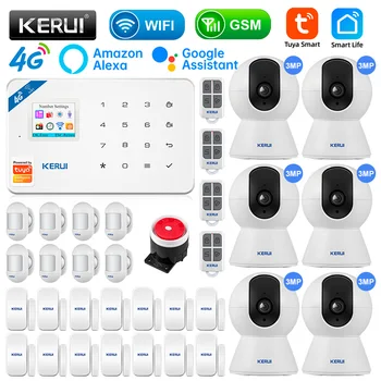 KERUI W184 Tuya Zabezpečenia Ochrany Smart Home GSM 4G WIFI Alarmov Proti Krádeži Bezpečnostný Alarm Systém Kit Snímač 6 Jazykoch Garáž
