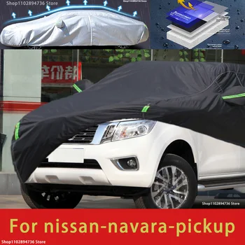 Pre Nissan Navara Nosenie Vonku Ochranu Auto Pokrýva Snehová pokrývka Slnečník Vodotesný, Prachotesný Exteriér čierny auto kryt