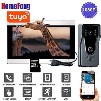 Homefong 7 Palcový 1080p Video Interkom Systém Na Domácej Bezdrôtovej Wifi Tuya Inteligentný Život Video Dvere Telefón s Zvonček Fotoaparát, Záznam