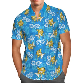 Anime 3D vytlačené Pláži Havajské Letné Tričko Krátky rukáv tričko Street wear, nadrozmerné sociálne tričko
