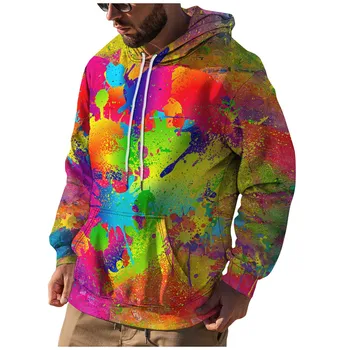 Muži Mikina farebné Graffiti Tlač Nadrozmerné Hoodie Voľné Unisex Street Style 2023 Jeseň Y2k Oblečenie Retro hippop topy
