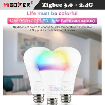 Miboxer 12W Zigbee 3.0 2.4 G RGB+SCS LED Žiarovka Osvetlenia E27 FUT105ZR AC 110V 220V Stmievateľné RGBCCT Smart Lampa RF Diaľkové Ovládanie