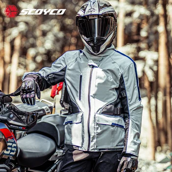 SCOYCO Nové Zimné Dlhé Cyklistické Bunda Nepremokavé Teplé Vetru Racing Suit CE Ochranné Anti-Jeseň Anti-Kolízie Moto Bunda
