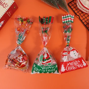 50Pcs Vianočný Darček Taška Priehľadné Plastové Tašky Pre Prezentuje Cukríky Cookies Vianoce Domov, Predajni Darček Cookies Baliace Tašky