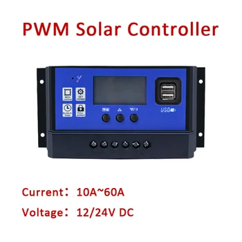 20A PWM Solárny Regulátor Off Grid Pre Solárny Panel, Batéria, Nabíjačka Lítium-USB Port 12 24V Regulátor 10A 30A 40A Domáce Spotrebiče