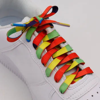 Coolstring Úradný Prenos Tepla Lacet 7MM Farba Segmentácia Ploché Bootslace Rainbow Colorfule Plátno Shoelace Veľkoobchod Шнурки
